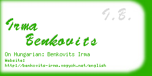 irma benkovits business card